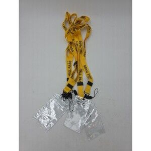 School 5  Pc Set Lanyard Hall Pass Yellow With Large Cards For Students